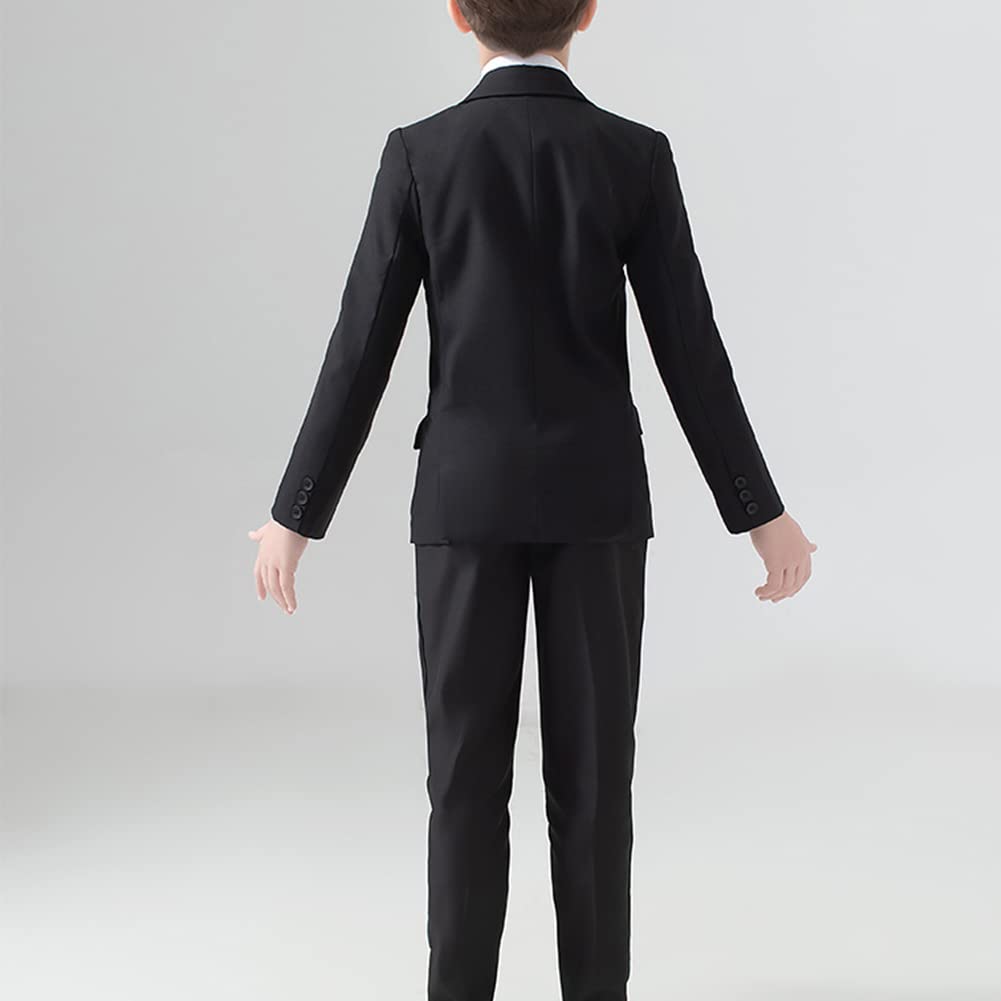 Conjunto de Caballero para Bebés Niños Traje de Bautizo para Primavera Otoño,Trajes de Boda Niño,Conjunto de Traje de 5 Piezas para Niños, Blazer + Chaleco + Camisa + Pantalón + Pajarita