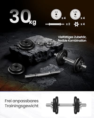 Foto von SONGMICS Hanteln, Hantelset aus Gusseisen, Kurzhanteln, 2 x 10 kg, verstellbar, Workout, Fitnesstraining, Gewichtheben für Zuhause, Fitnessstudio, tintenschwarz SYL20T