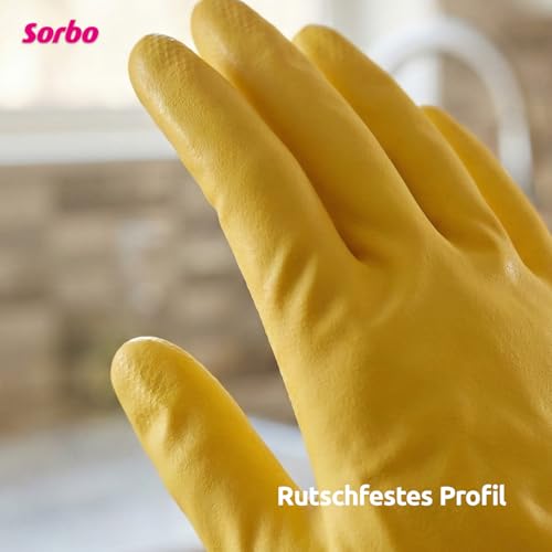 Sorbo Haushaltshandschuhe – Passgenauer Sitz, extra lange Stulpe, guter Grip, wiederverwendbare Reinigungshandschuhe aus strapazierfähigem Material, Größe XL