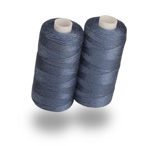 Lialina Hilo vaquero azul para máquina de coser [2 x 150 m] – Oeko-Tex – Costuras originales – Juego de hilo vaquero extra fuerte n.º 36