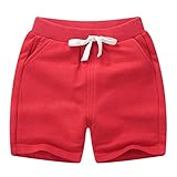 PTPUKE Toddler Kids Solid Cotton Comfort Soft Baby Sport Jogger Shorts Boys Girls Casual Pants Red