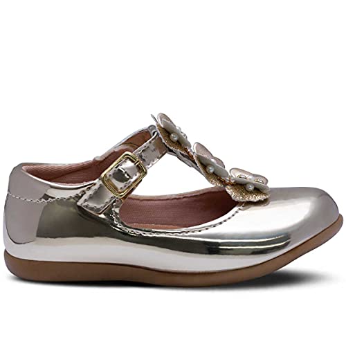 Sapatilha Salomé Infantil Menina Borboletas 02.16 (Dourado, 21)