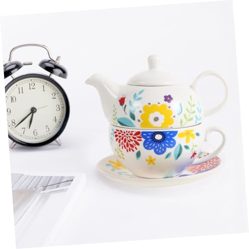 Service à thé en céramique élégant au design épuré avec plateau de service - 7