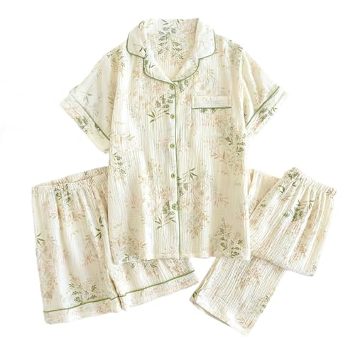Pyjama femme gaze de coton 3 pièces MaNMaNing léger pour l'été