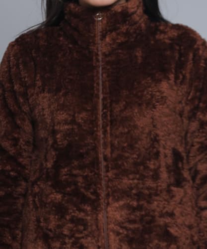 Image of Women's Ultra-Soft Plush Fleece Winter Jacket with High Neck & Full Front Zipper | Warm Cozy Fur Coat for Casual, Travel, Outdoor & Daily Cold Weather Wear
