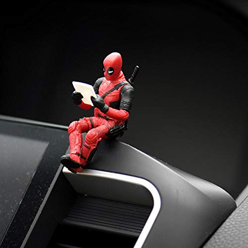 Car Ornaments Deadpool Personality Car Ornament Action Figure Sitting Model Anime Mini Doll Car Decoration Car Accessories Brown