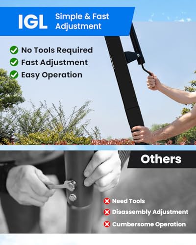 IGL Basketball Hoop Outdoor, 54 Inch Shatterproof PC Backboard, 7.5-10 FT Quick Height Adjustable Basketball Portable Hoops & Goals, Reinforced and Thickened Square Tube Iron Steel (54 Rock Square)