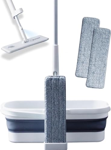 TECHWEISE 4-in-1 Wischmopp Set mit Eimer, Sprühfunktion, und Auswringfunktion - Mop Set, Bodenwischer