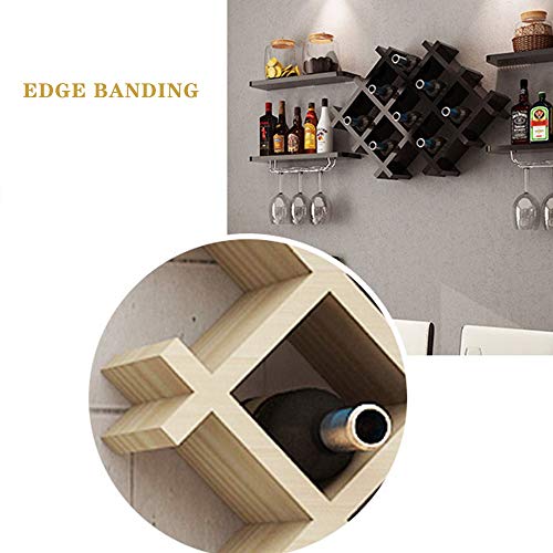 Soporte para botellas de vino montaje pared madera marrón miniatura 5
