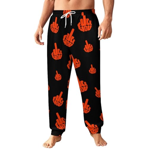 Fuck You Middle Finger Mens Athletic Workout Jogger Sweatpants for Men with Pocket and Drawstring L