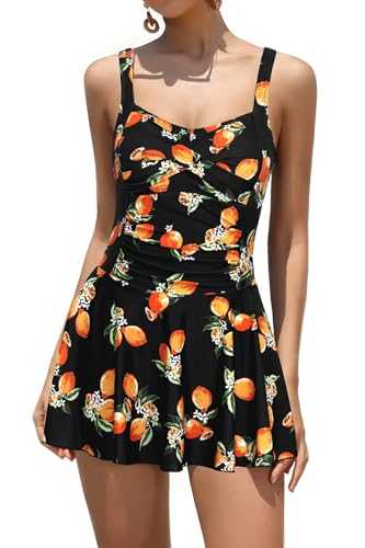 Maillot de bain gainant une pièce SHEKINI effet ventre plat avec short de bain sous jupe