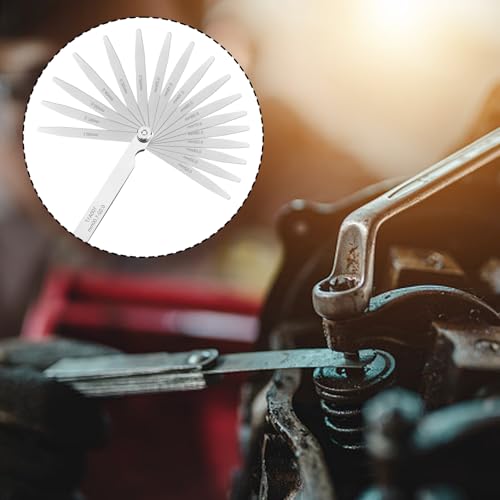 fKiZanthene Dickenkeil-Set, 17 Klingen, 0,02 – 1,00 mm, Edelstahl, klappbares Dickenmessgerät für Ventileinstellung, Kalibrierung und Präzisionsmessung