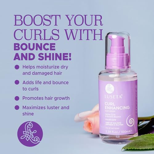 Luseta Curl Enhancing Hair Oil Define Curl & Restore Bounce Anti-frizzing and Smoothing for Curly Hair Type 3.38oz - Thumbnail 2