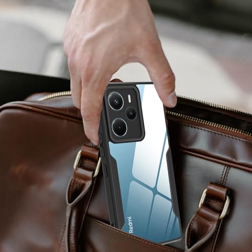 Image of A rtistque Clear Hard Transparent Acrylic Armor Anti-Drop Shockproof TPU Edge Back Cover Case for Redmi Note 14 - Black