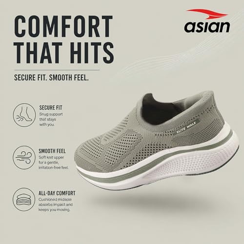 Image of ASIAN Wonderwalk Pro-01 Men's Premium Walking Shoes with Lightweight Knit Design | Soft Cushion Comfort, High-Grip Outsole, Breathable Knit and Supportive Daily Walk Performance