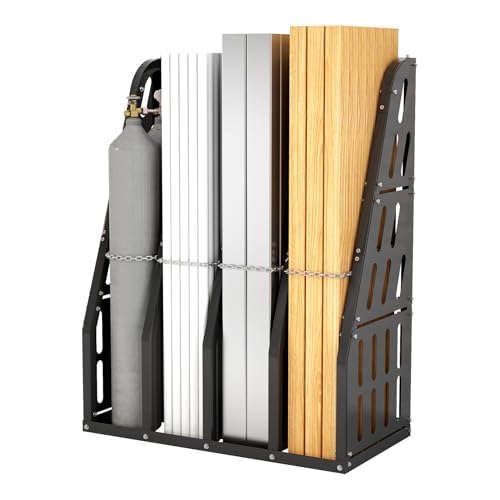 Hymula Vertical Bar Rack, Heavy Duty 1500 lb Capacity – 4-Bay Long Parts Metal Storage Rack for Garage & Warehouse, Lumber, Pipe, Conduit Organizer