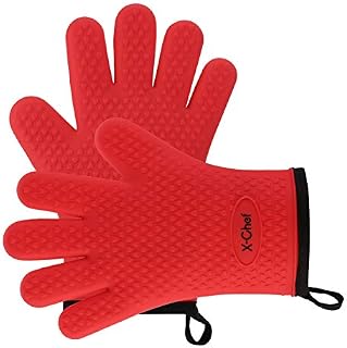X-Chef Silicone Oven Gloves, Heat Resistant Silicone Oven Mitts, Kitchen Cooking Gloves