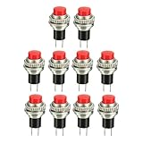 Switches 10mm Mounting Hole Red Momentary Push Button Switch SPST NO 10pcs