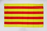 Enganches : Ojales metálicos AZ FLAG Bandera de CATALUÑA 150x90cm - Bandera CATALANA - Catalunya 90 x 150 cm poliéster Ligero