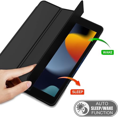 Image of TGK Smart Flexible with Pencil Holder Trifold Back Flip Stand Case Cover for iPad 9th Gen 10.2 inch Black