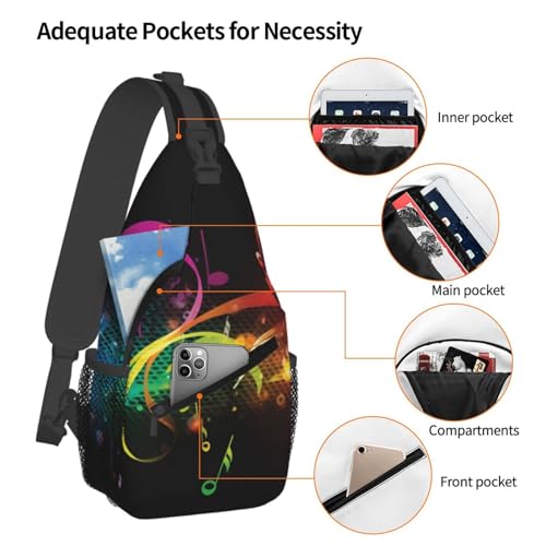 Bolso bandolera con notas musicales coloridas negro miniatura 3