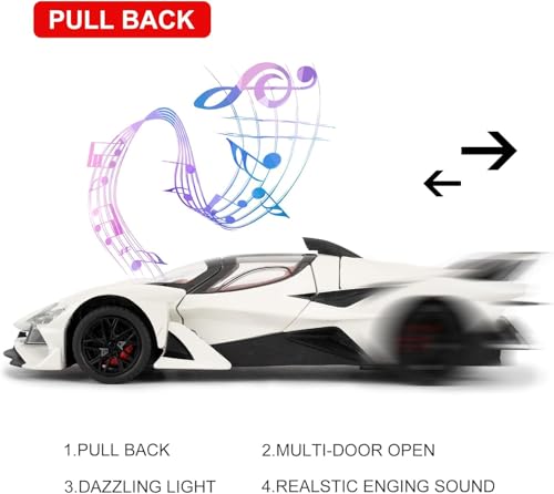 Image of Alokik Enterprise 1:24 Diecast Apollo Project EVO Metal Pull Back Car with 6 Openable Doors with Sound and Light Toy Decoration Car Best Gift Toys for Kids 【Colors as Per Stock】