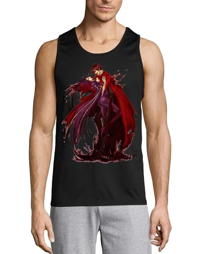 Camiseta sin mangas Anime 205 de algodón negro para hombre ajustable