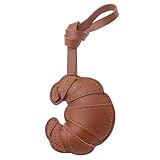 Llavero de Cuero en Forma de Croissant Marrón – Accesorio Decorativo para Coche, Bolso o Mochila, Llavero de Piel PU para Mujeres y Hombres, Charms Original de Estilo Francés, Regalo Único y Divertido