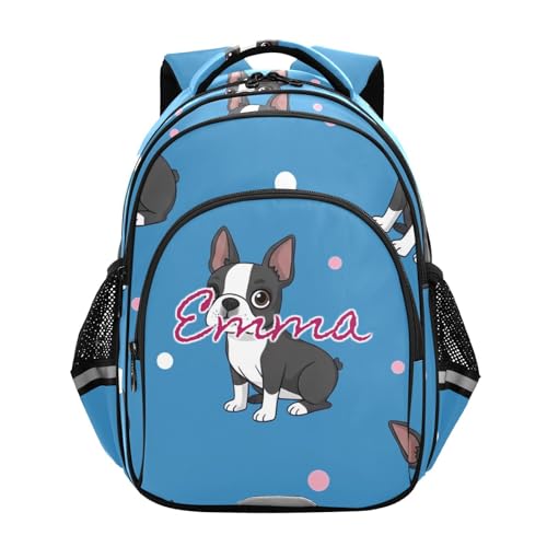 Sac à dos personnalisé enfant 6-12 ans pour l'école et les sorties Boston Terrier