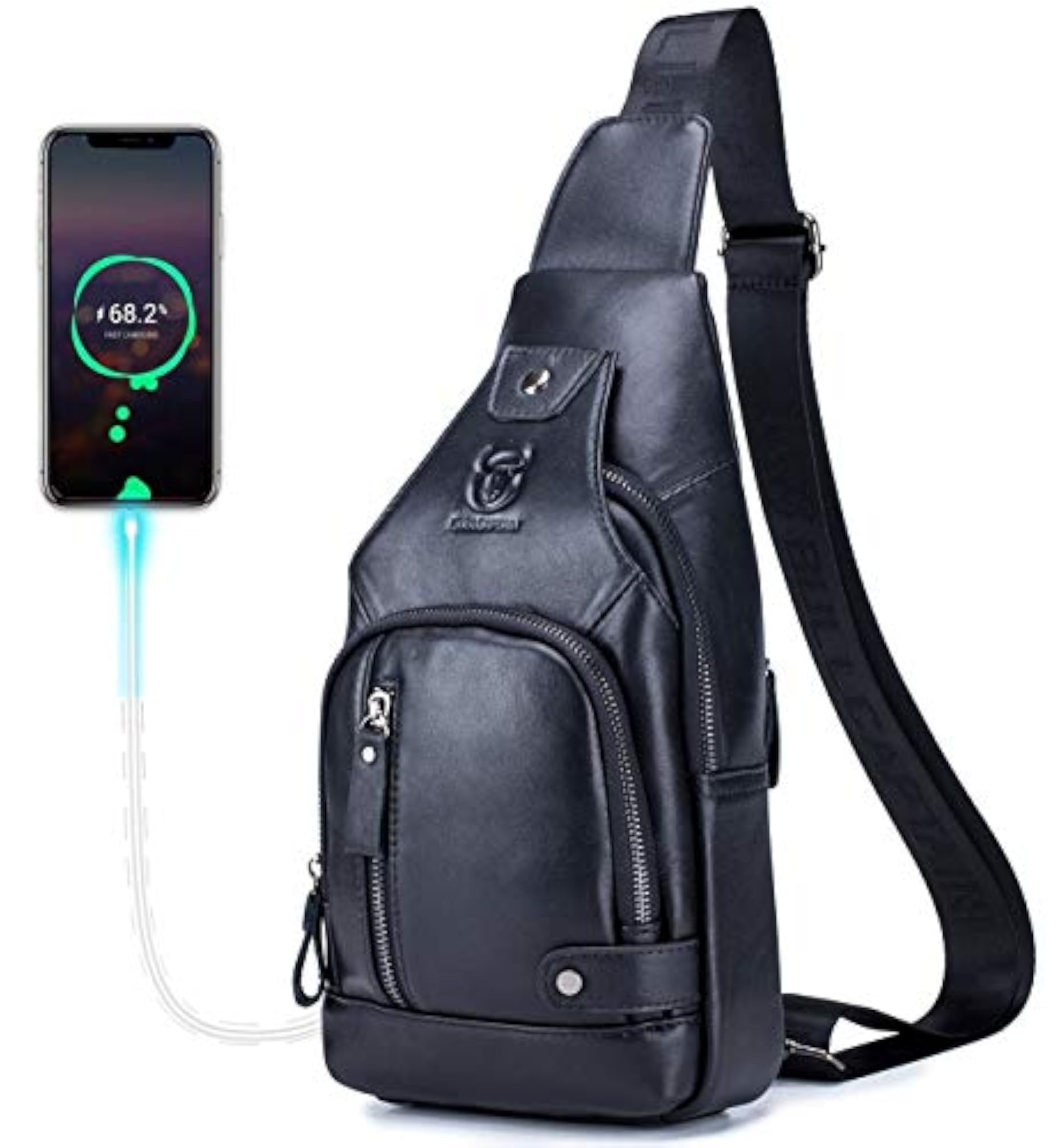 Men's Genuine Leather Sling Crossbody Bag