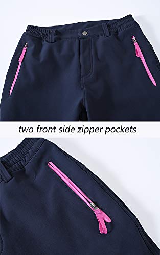 donhobo Hosen Damen Wanderhose Wasserdicht Softshellhose Outdoorhose Winddicht Warm Gefüttert Winter Skihose Snowhose Trekkinghose (Dunkelblau,M)