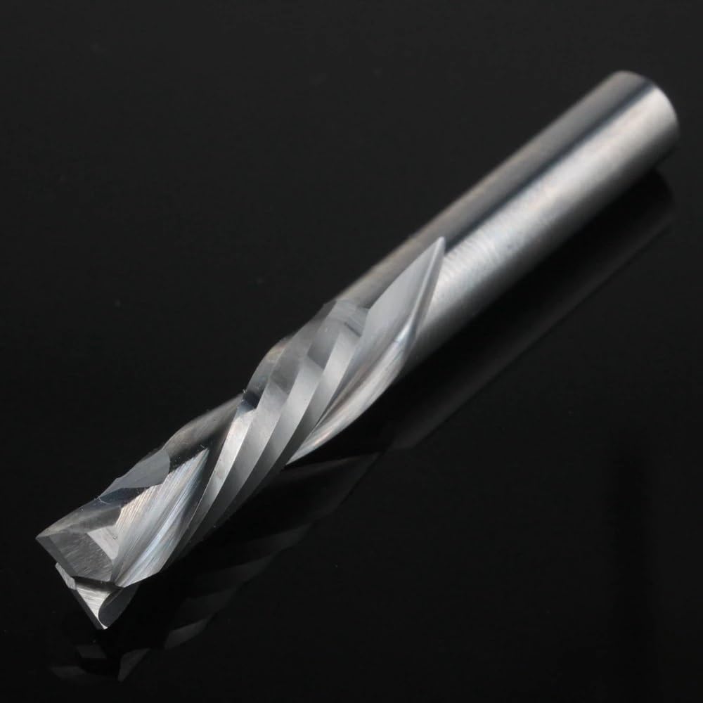 Frezy spiralne z twardego metalu 3,175/4/5/6/8/10 mm, cięcie w górę i w dół, frezy kompresyjne, 2 rowki, obróbka drewna do grawerowania (4 x 25 x 45 l)