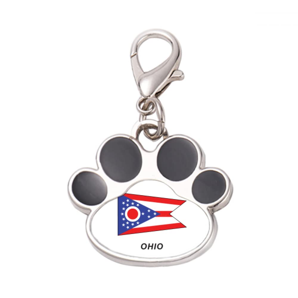 N/A American State Flag Contour Ohio Pet Tag Keychain Dog Cat ID