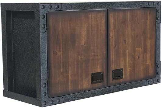 Industrial Metal and Wood Wall Cabinet