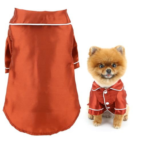 SMALLLEE_LUCKY_STORE 犬 服 春夏 犬用 パジャマ シャツ 小型犬 中型犬 Tシャツ 犬用 ソフトフェイクシルクラペルスリープウェア ペット ドッグウエア 洋服 おしゃれ 柔らかい 部屋着 寝間着 犬用服 子犬 チワワ 服 お散歩,ワイ