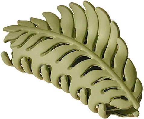 Rosojodg Hair Clip, 1Pc Green Non-slip Leaves Hair Catch Barrette Jaw Clamp Hairpins for Women Girls Thin Thick Hair, 3.5 Inch, Beauty and Personal Care