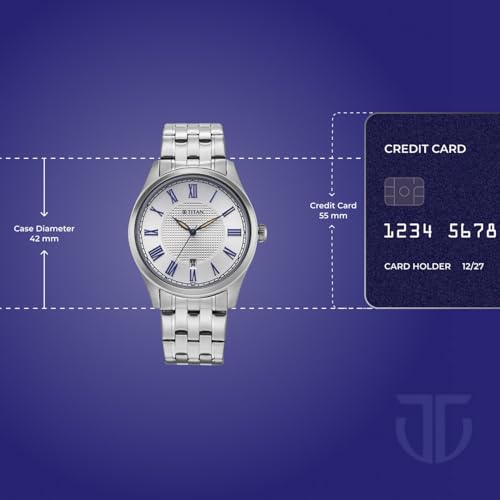 Image of Titan Neo Roman Analog with Silver White Dial Silver Stainless Steel Strap Watch for Men - 10063SM01
