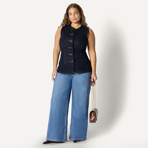 Amazon Essentials Women's Regular-Fit Button-Down Denim Vest, Round Neck, Vintage Inspired with Shank Buttons, Rinse Denim, 10 by Amazon Essentials - Used condition - Image 7
