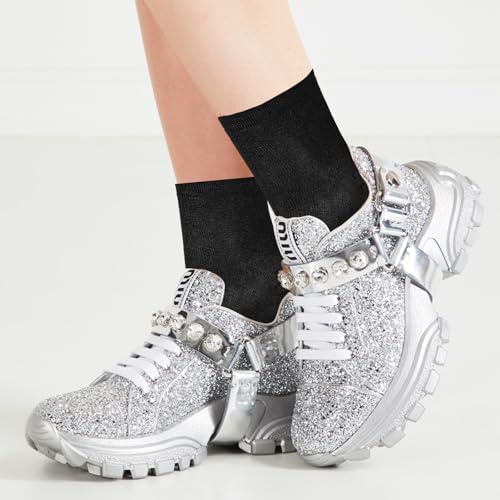 Image of 6 Pairs Thin Crew Socks For Women Soft Cotton Black Ankle Socks Casual Lightweight For Business Trouser Bootie Dress