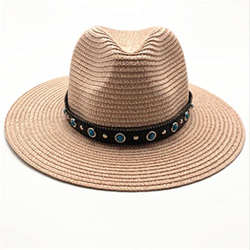Chapeau de paille d'été jazz avec perles pour la plage et le soleil