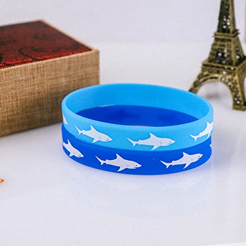 Caiyao 2 peças de pulseira de silicone de tubarão moda pulseira esportiva de borracha joias de praia