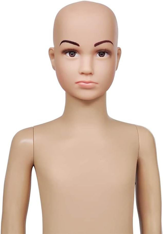 vidaXL Mannequin, Child Mannequin Full Body Realistic with Glass Base, Kids Dress Display Body with Head and Face, Dress Form Mannequin
