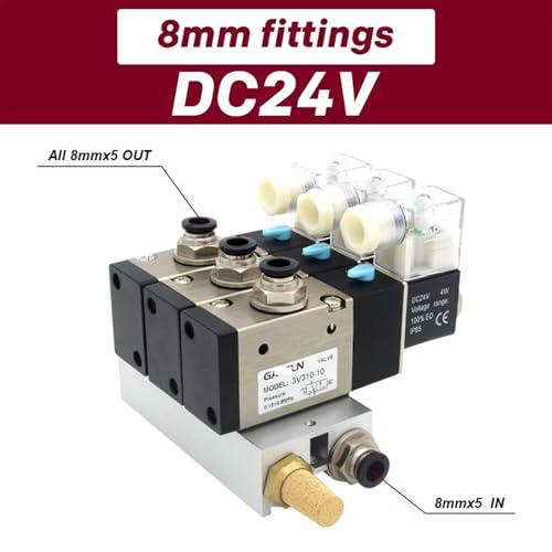 Embase de distribution pneumatique 7 stations avec raccords de silencieux 8mm - 3
