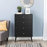 Prepac Milo Mid Century Modern Chest, 4-Drawer, Black