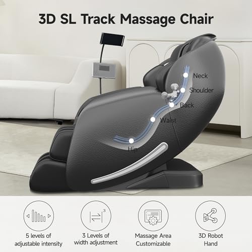 Real Relax Massage Chair Full Body with Unique Phone Controller, Zero Gravity 3D SL-Track Recliner with APP Control, Child Lock,Pause Button, Favor-06, Black - Image 2