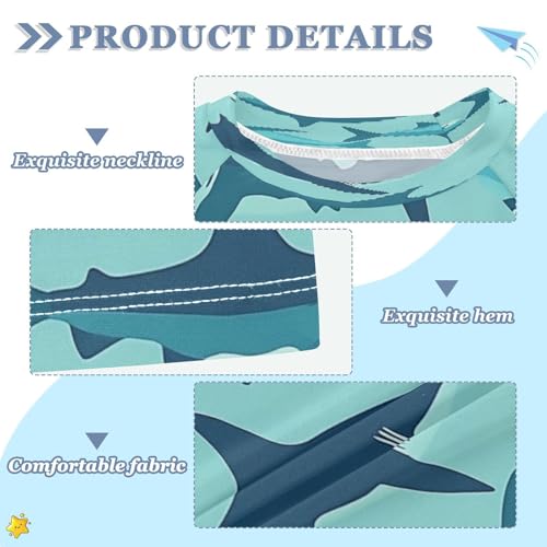 Kids Swimsuit Shark Sea Blue Animal Sunscreen T-Shirts Swimwear Sets UPF 50+3
