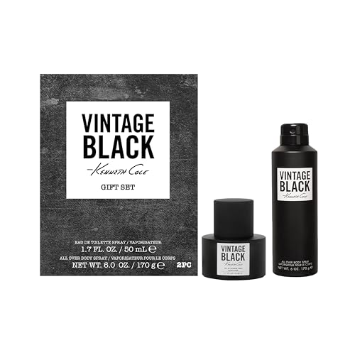 Kenneth Cole Vintage Black Eau de Toilette 2 PC Gift Set Includes 1.7 Fl Oz Eau de Toillete Cologne for Men