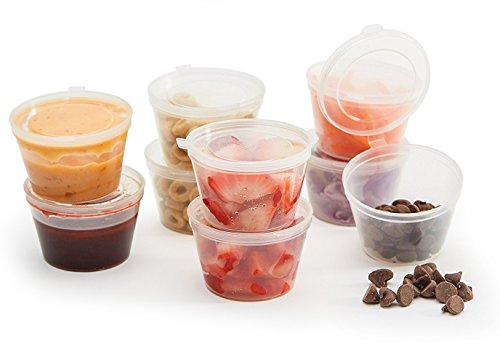 110 Pack Leak Proof Condiment Freezer Storage Containers with Hinged Lids (3 Ounces) | Slime Storage| Travel Snack Cups | Store Homemade, Organic Purees | Freezer and Dishwasher Safe