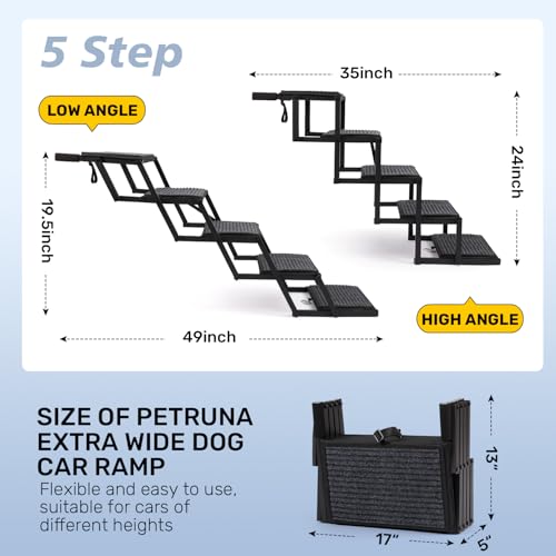 image for Heeyoo Dog Steps for Car, Truck and SUV - Foldable Pet Stairs for Larg