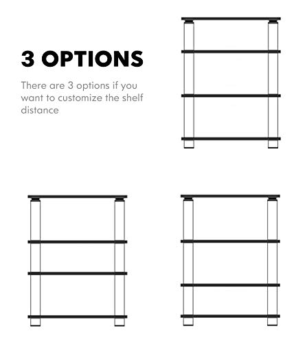 FITUEYES AV Component Media Stand Audio Rack 4-Tier Entertainment Shelves TV Stand for Entertainment Center Stereo Cabinet - Luxury Gray